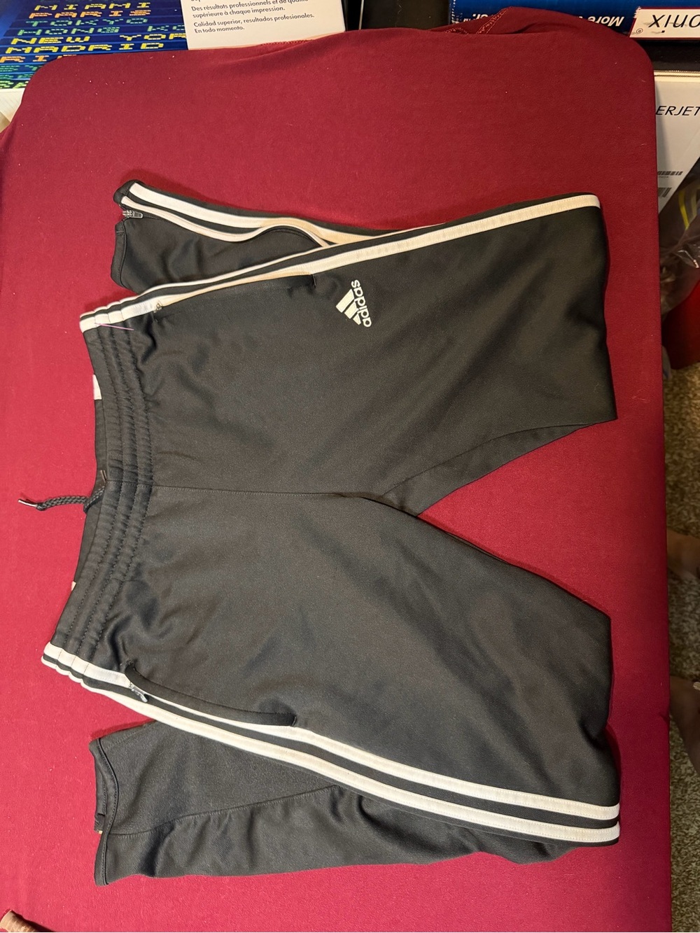 adidas Black Jogger Pants with White Side Stripes